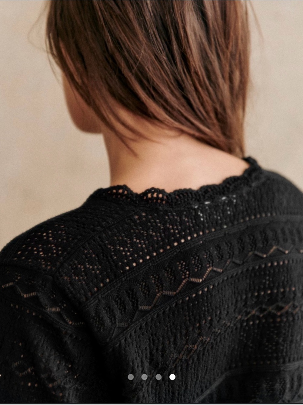 Sezane Black Knit Openwork Women's Sweater - Picture 2 of 13